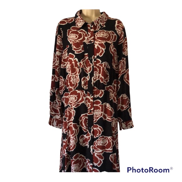 Woman’s long floral feminine fall button down maxi dress - Picture 1 of 14